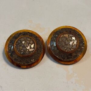 Large Vtg Faux Tortoise Shell Apple Juice Root Beer Bakelite Buttons gold shell